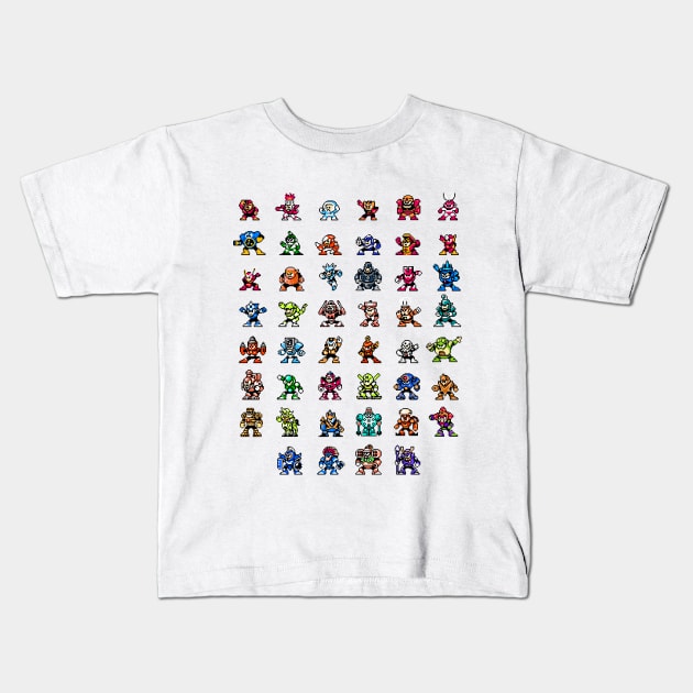 Mega-Man 1-6 Robot Masters Kids T-Shirt by allysontx